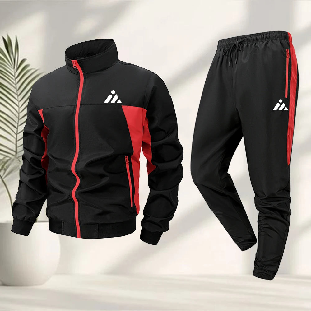 Men's Casual Sports Suit Creative Triangle Print Fitness  Suit
