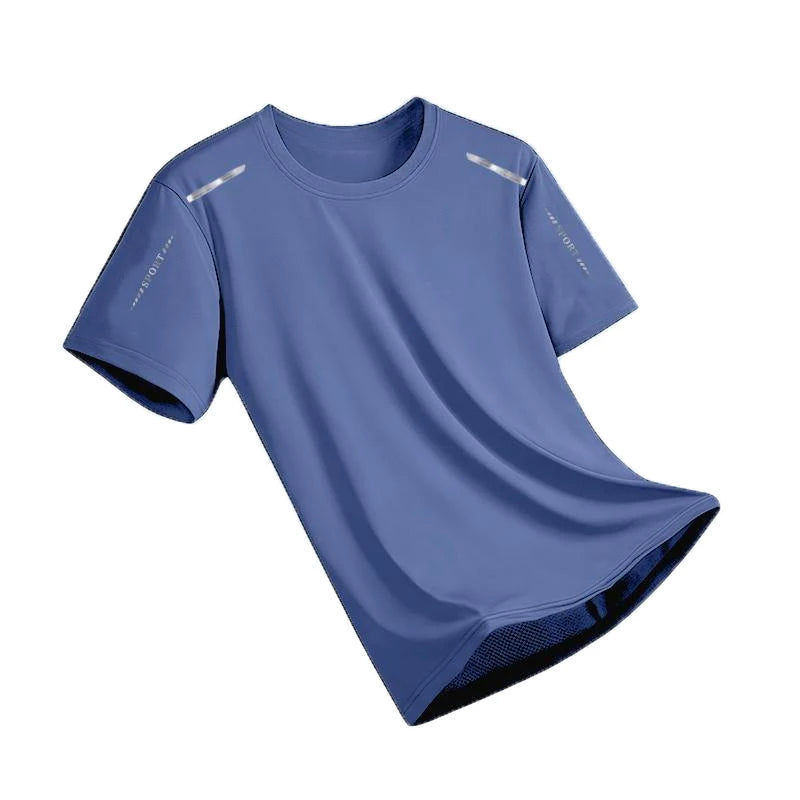 Ice Silk Running Shirts Men Loose Printing Short Sleeve Top Basketball