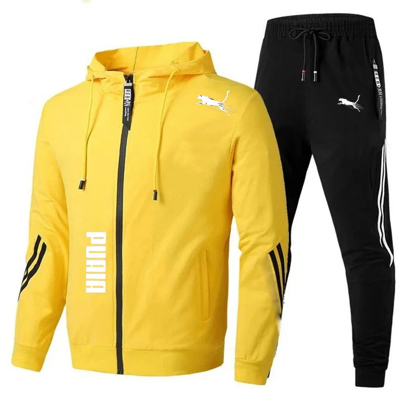 Men's Spring Autumn Tracksuit Set Long Sleeve Fitness Running Sportswear
