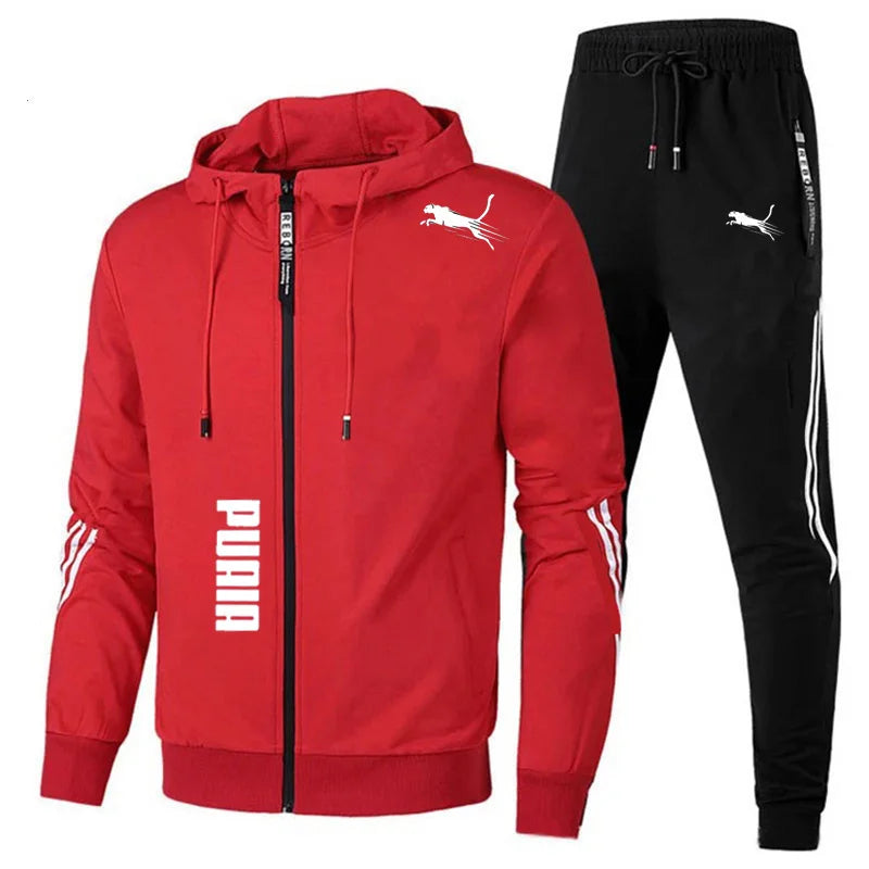 Men's Spring Autumn Tracksuit Set Long Sleeve Fitness Running Sportswear