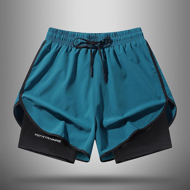 Men's 2 in 1 Gym Shorts Quick Dry Workout Running Shorts