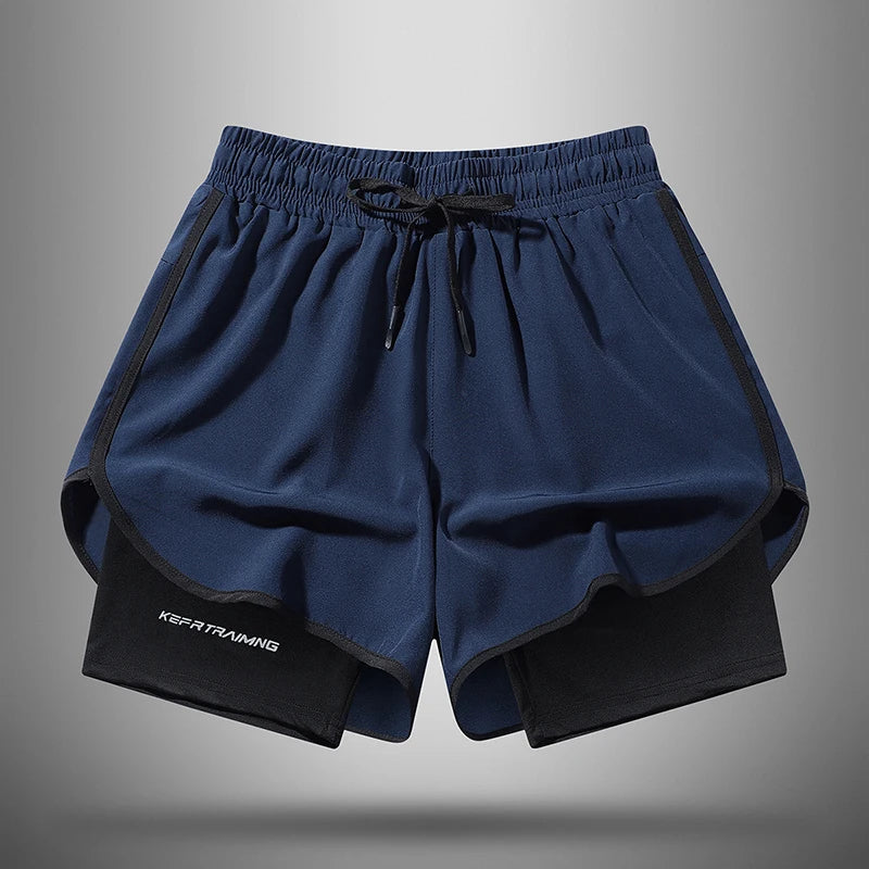 Men's 2 in 1 Gym Shorts Quick Dry Workout Running Shorts