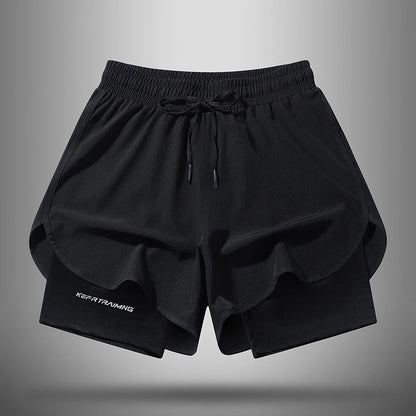 Men's 2 in 1 Gym Shorts Quick Dry Workout Running Shorts