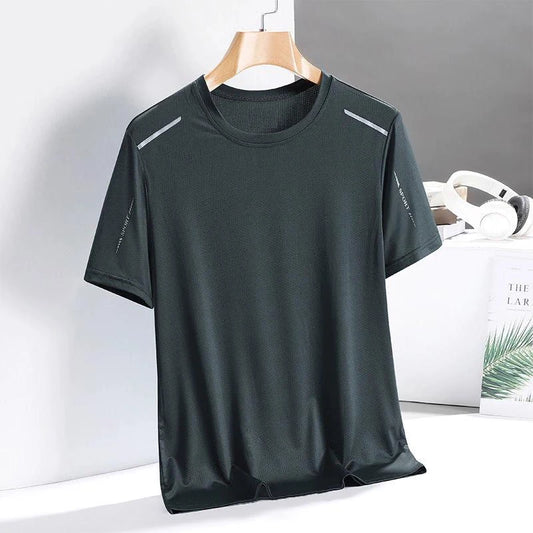 Ice Silk Running Shirts Men Loose Printing Short Sleeve Top Basketball