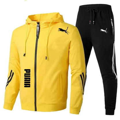 Men's Spring Autumn Tracksuit Set Long Sleeve Fitness Running Sportswear