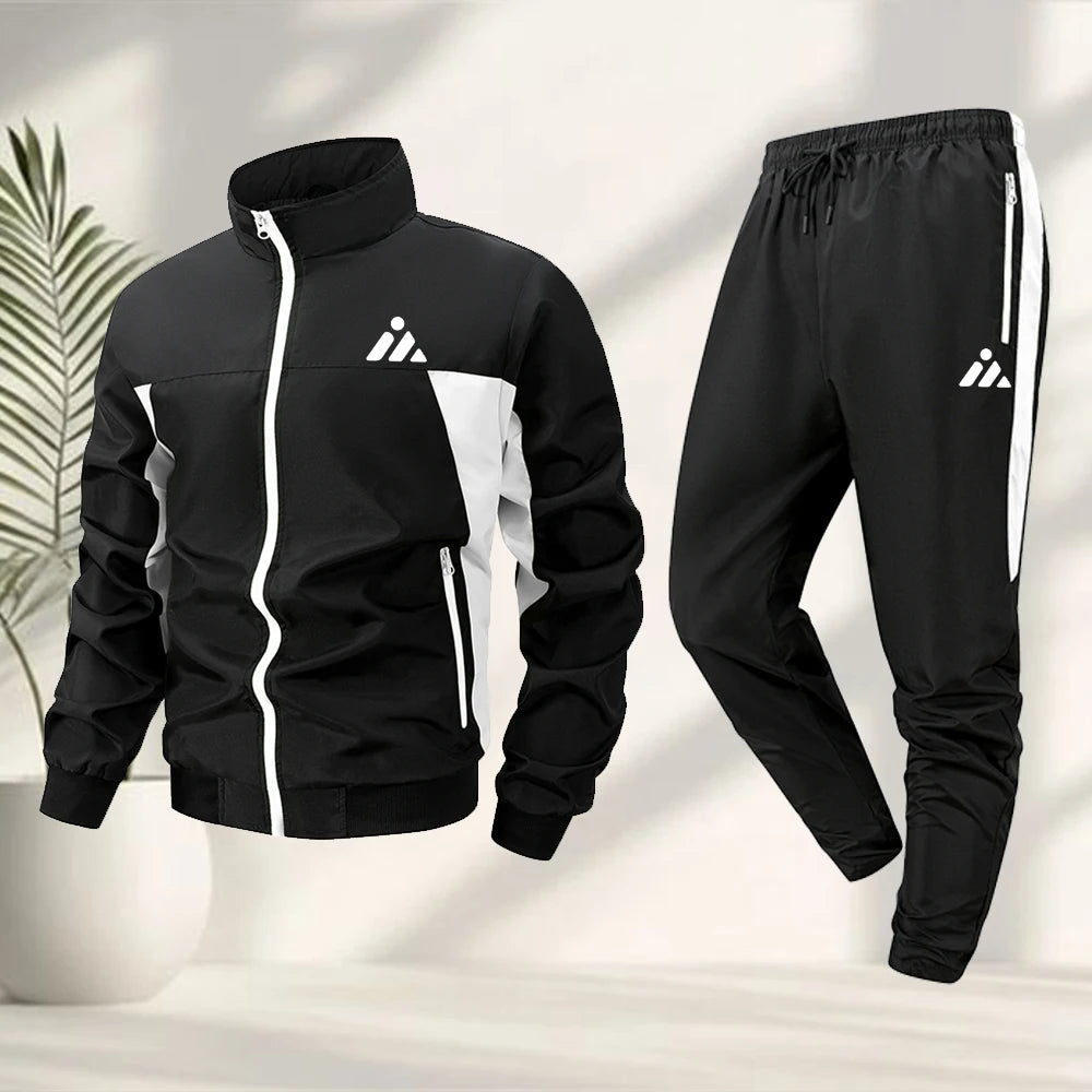 Men's Casual Sports Suit Creative Triangle Print Fitness  Suit