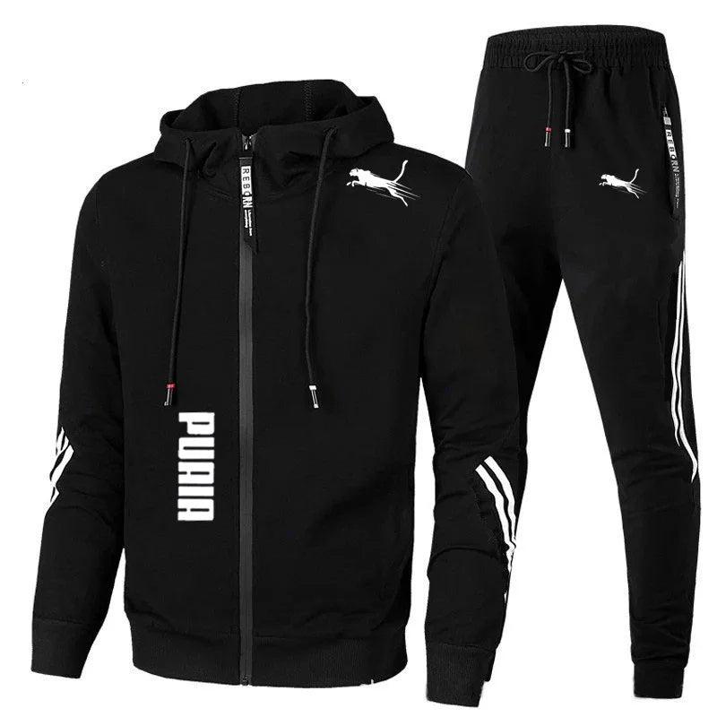 Men's Spring Autumn Tracksuit Set Long Sleeve Fitness Running Sportswear