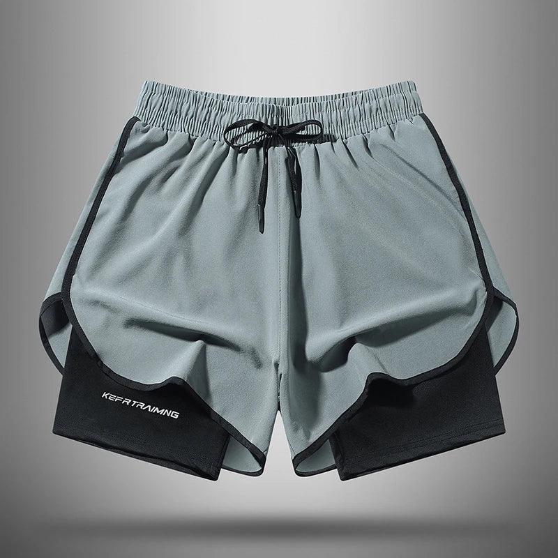 Men's 2 in 1 Gym Shorts Quick Dry Workout Running Shorts