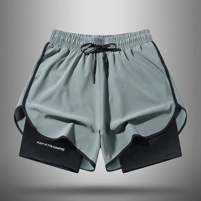 Men's 2 in 1 Gym Shorts Quick Dry Workout Running Shorts