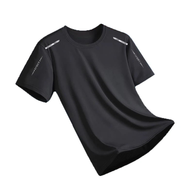 Ice Silk Running Shirts Men Loose Printing Short Sleeve Top Basketball