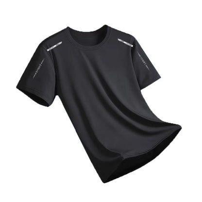 Ice Silk Running Shirts Men Loose Printing Short Sleeve Top Basketball