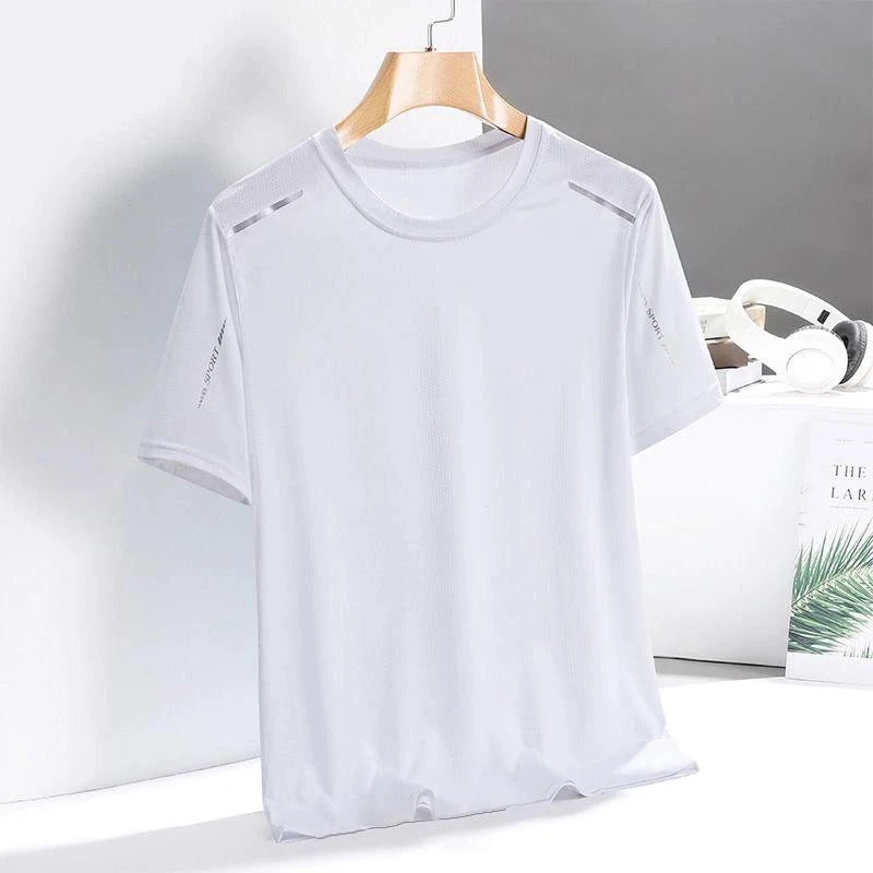 Ice Silk Running Shirts Men Loose Printing Short Sleeve Top Basketball
