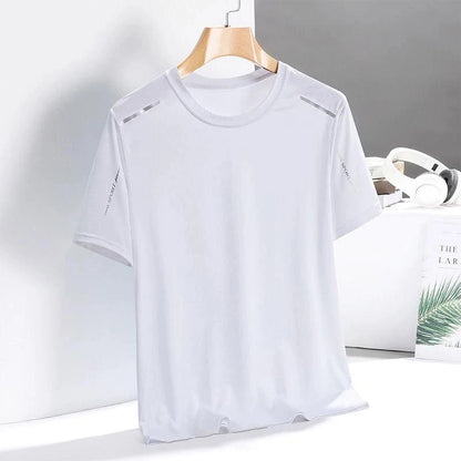 Ice Silk Running Shirts Men Loose Printing Short Sleeve Top Basketball