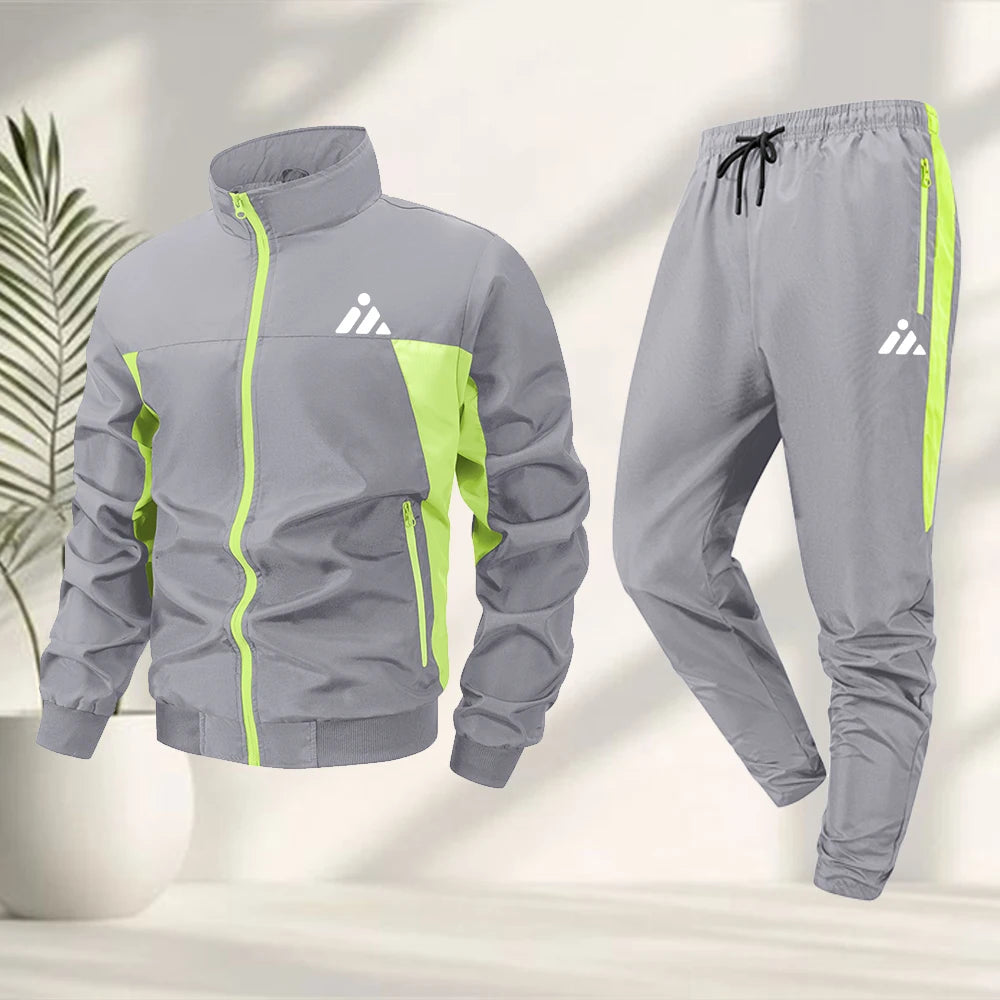 Men's Casual Sports Suit Creative Triangle Print Fitness  Suit