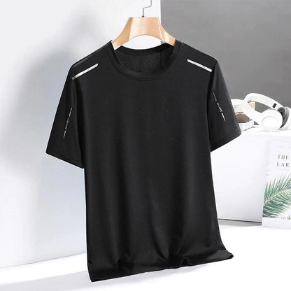 Ice Silk Running Shirts Men Loose Printing Short Sleeve Top Basketball