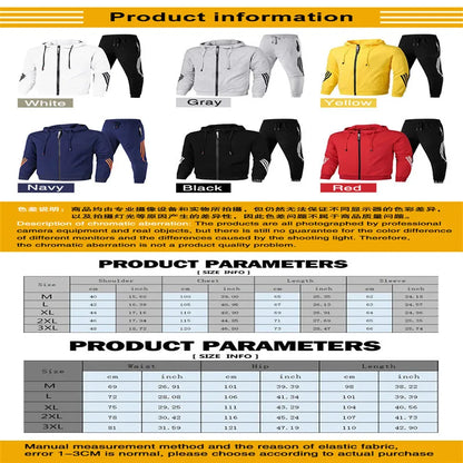 Men's Spring Autumn Tracksuit Set Long Sleeve Fitness Running Sportswear