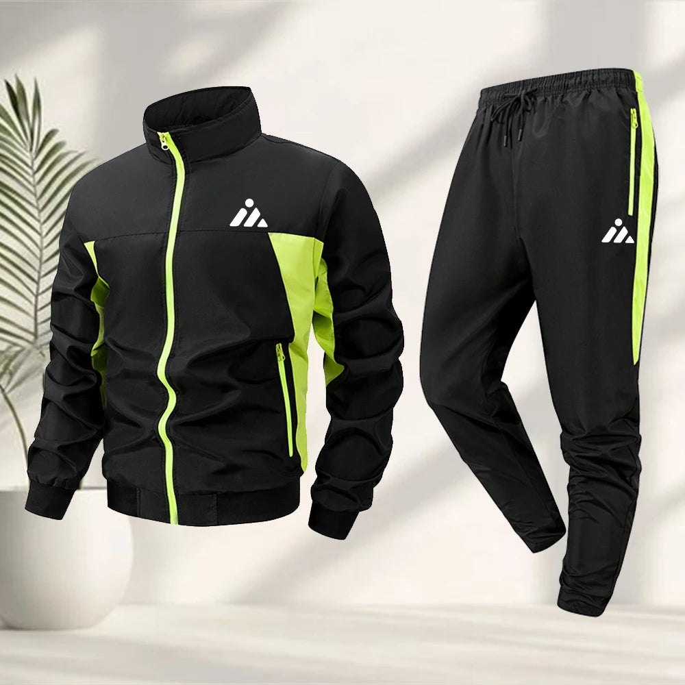 Men's Casual Sports Suit Creative Triangle Print Fitness  Suit