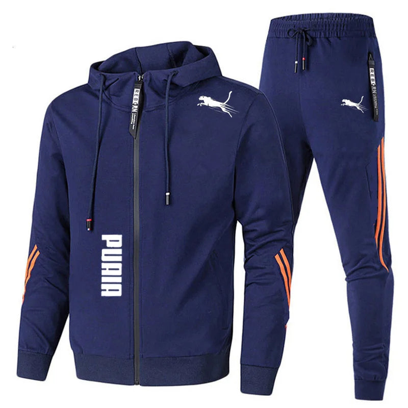 Men's Spring Autumn Tracksuit Set Long Sleeve Fitness Running Sportswear