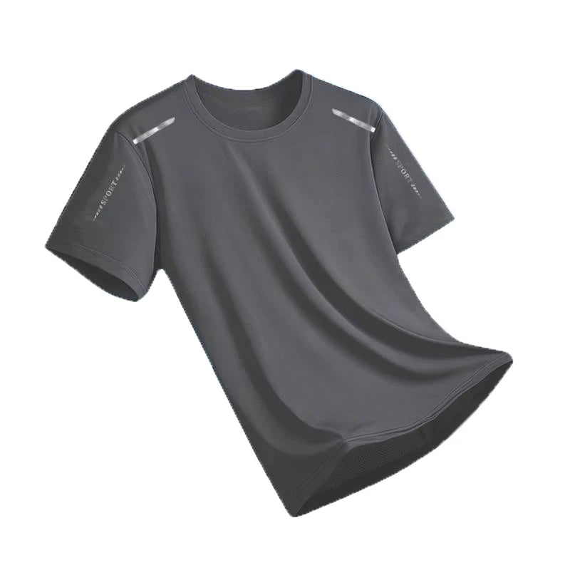 Ice Silk Running Shirts Men Loose Printing Short Sleeve Top Basketball