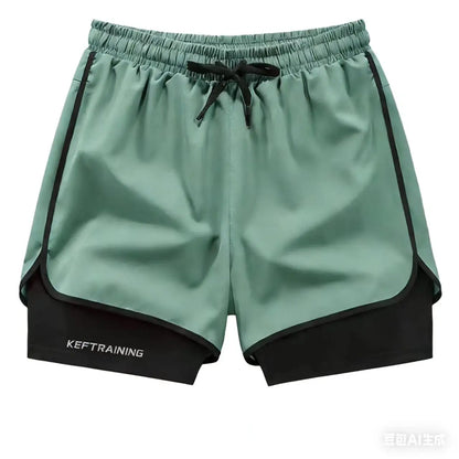 Men's 2 in 1 Gym Shorts Quick Dry Workout Running Shorts