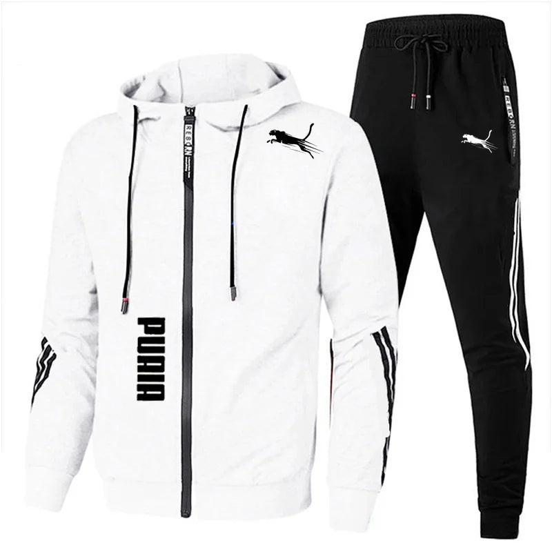 Men's Spring Autumn Tracksuit Set Long Sleeve Fitness Running Sportswear
