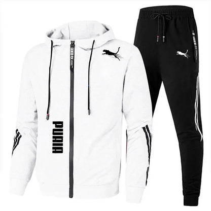 Men's Spring Autumn Tracksuit Set Long Sleeve Fitness Running Sportswear